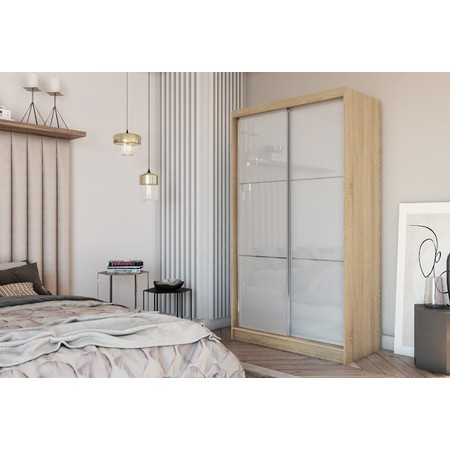 Kvalitní Šatní Skříň Viviana 200 cm Dub sonoma/bílá Furniture