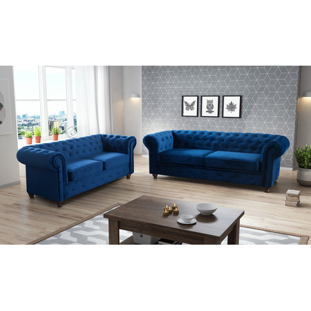 Rozkládací pohovka Infinity Chesterfield II Modrá BOLIVAR